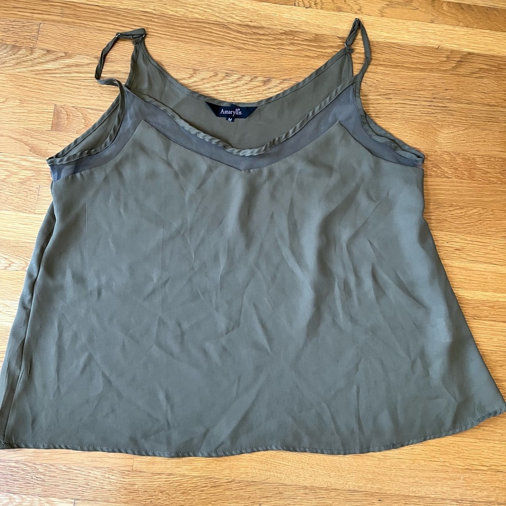 Amaryllis Army Green Tank with Mesh detailing